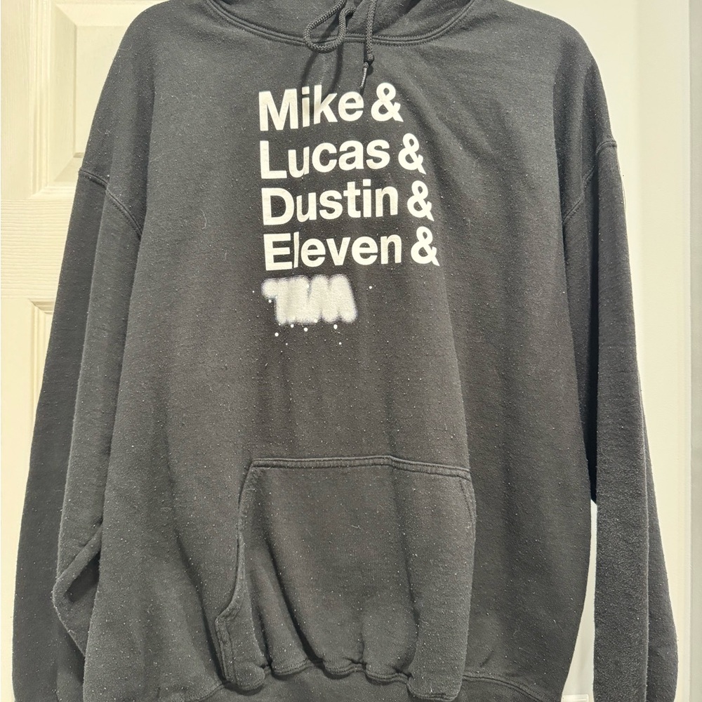 Stranger Things Character Name Hoodie Black Graphic Pullover ESTIMATED XL SIZE